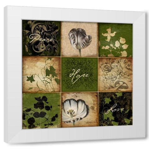 9patch floral2 White Modern Wood Framed Art Print by Grey, Jace