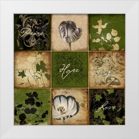 9patch floral2 White Modern Wood Framed Art Print by Grey, Jace