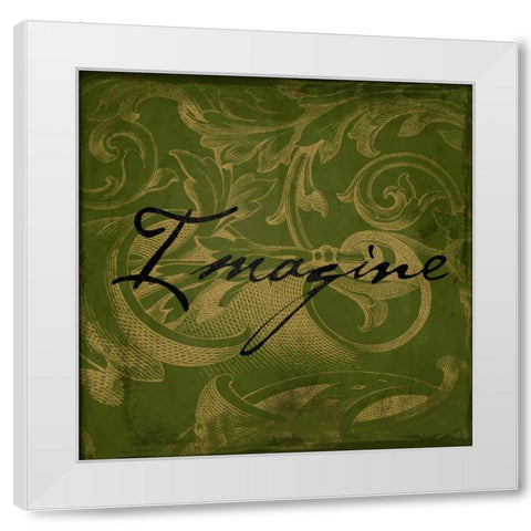 Imagine White Modern Wood Framed Art Print by Grey, Jace