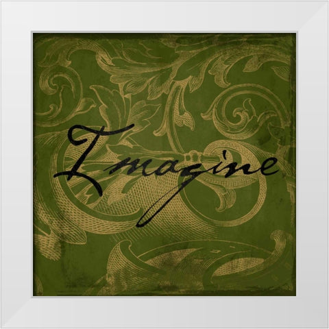 Imagine White Modern Wood Framed Art Print by Grey, Jace