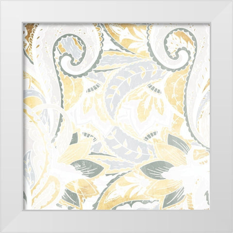 Gold Silver Flourish White Modern Wood Framed Art Print by Grey, Jace