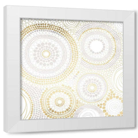 Gold Silver Dots White Modern Wood Framed Art Print by Grey, Jace