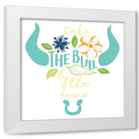 The Bull White Modern Wood Framed Art Print by Grey, Jace
