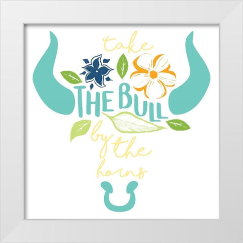 The Bull White Modern Wood Framed Art Print by Grey, Jace