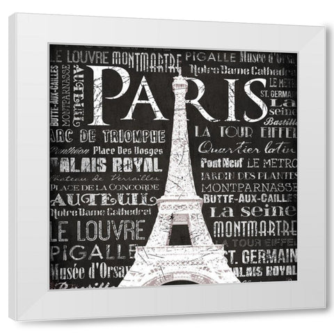 Paris Eiffel White Modern Wood Framed Art Print by Grey, Jace