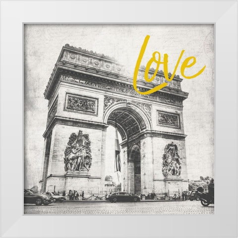 Paris Arch Yellow White Modern Wood Framed Art Print by Grey, Jace