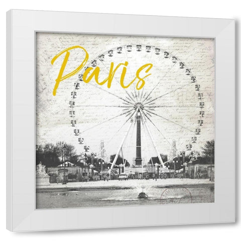 Roue De Paris Yellow White Modern Wood Framed Art Print by Grey, Jace