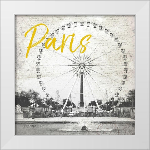 Roue De Paris Yellow White Modern Wood Framed Art Print by Grey, Jace