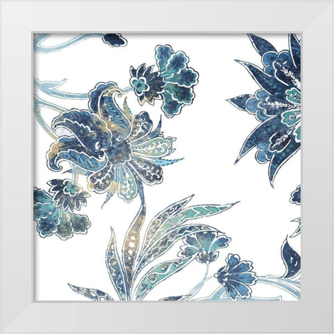 Vic Floral Indigo Mate White Modern Wood Framed Art Print by Grey, Jace