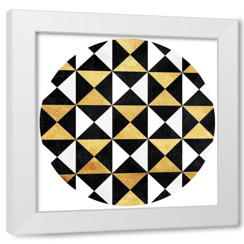 Gold Black Triangles Circle White Modern Wood Framed Art Print by Grey, Jace