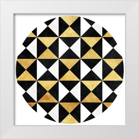 Gold Black Triangles Circle White Modern Wood Framed Art Print by Grey, Jace