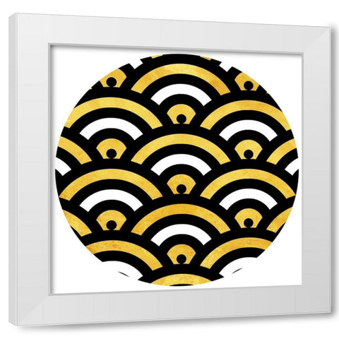 Gold Black Wifi Circle White Modern Wood Framed Art Print by Grey, Jace