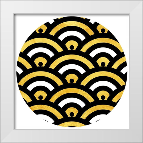 Gold Black Wifi Circle White Modern Wood Framed Art Print by Grey, Jace