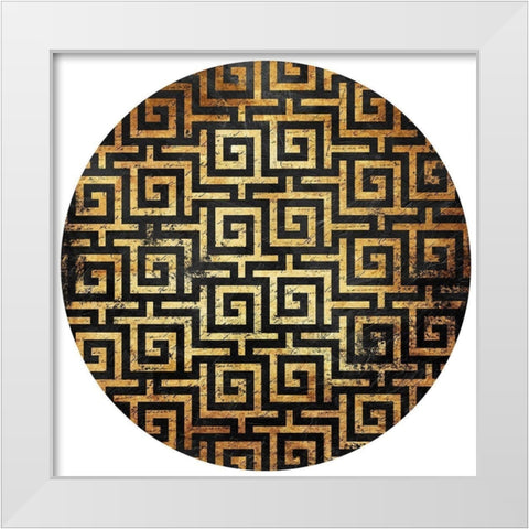 Gold Black Interlock Circle White Modern Wood Framed Art Print by Grey, Jace