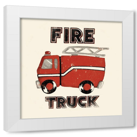 Fire Truck White Modern Wood Framed Art Print by Grey, Jace