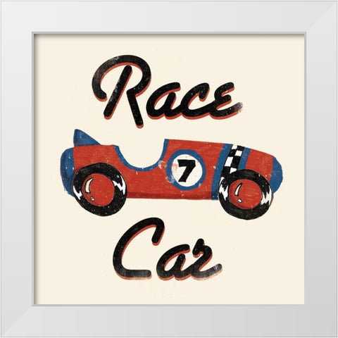 Race Car White Modern Wood Framed Art Print by Grey, Jace