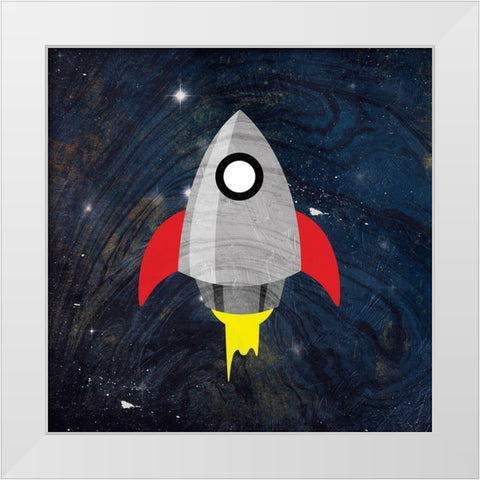 Galaxy Rockets Blue White Modern Wood Framed Art Print by Grey, Jace