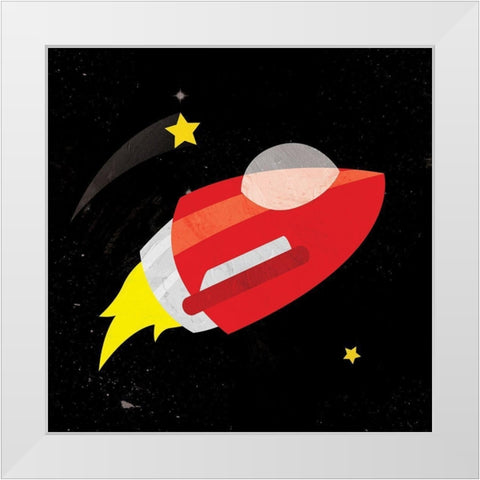 Galaxy Rockets In Space White Modern Wood Framed Art Print by Grey, Jace
