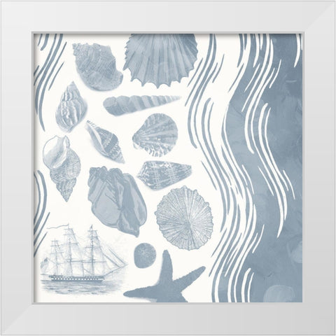 Simple Coastal Waves Mate White Modern Wood Framed Art Print by Grey, Jace