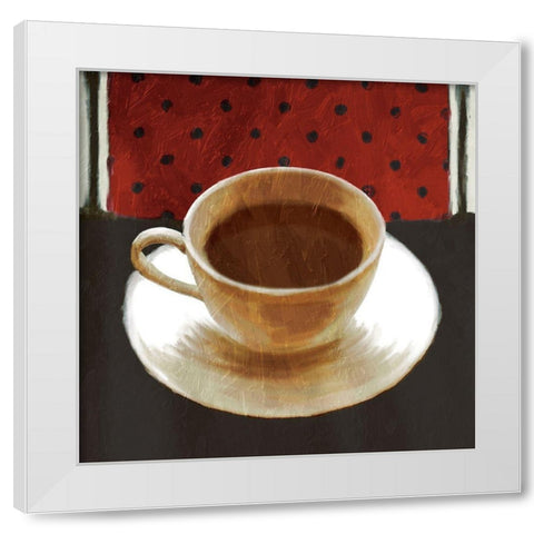 Cup Of Coffee White Modern Wood Framed Art Print by Grey, Jace