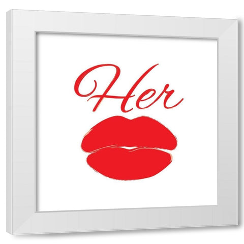 Her Lips White Modern Wood Framed Art Print by Grey, Jace