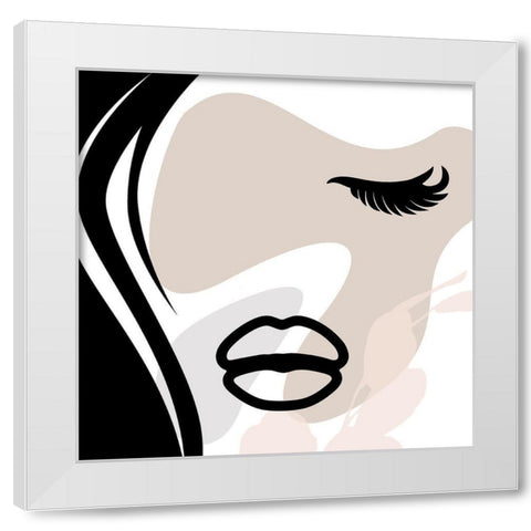 Calm Face With Shapes 2 White Modern Wood Framed Art Print by Grey, Jace