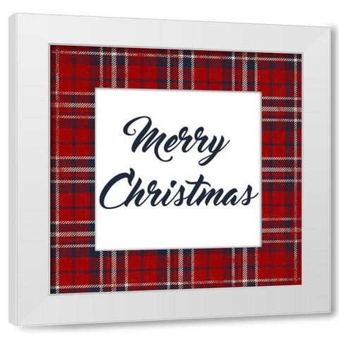 Plaid Merry Christmas White Modern Wood Framed Art Print by Grey, Jace