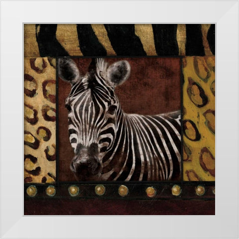 Zebra bordered White Modern Wood Framed Art Print by Grey, Jace