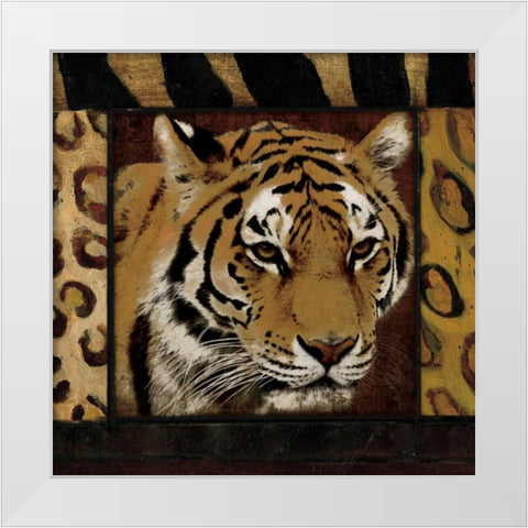 Tiger No Circles White Modern Wood Framed Art Print by Grey, Jace