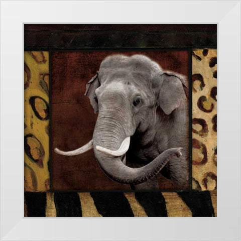 Elephant No Circles White Modern Wood Framed Art Print by Grey, Jace