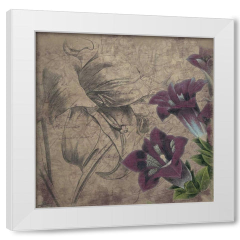Floral outline 2 White Modern Wood Framed Art Print by Grey, Jace