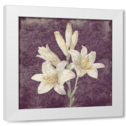 Purple Flower White Modern Wood Framed Art Print by Grey, Jace