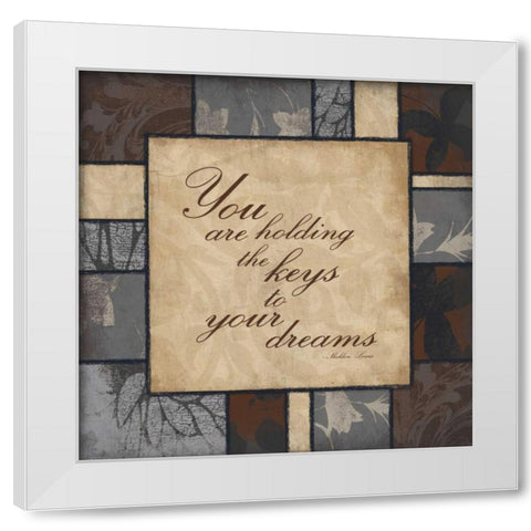 keys to your dreams White Modern Wood Framed Art Print by Grey, Jace