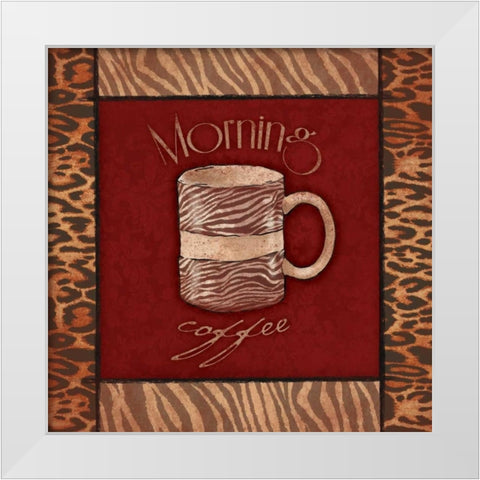 Morning coffee White Modern Wood Framed Art Print by Grey, Jace