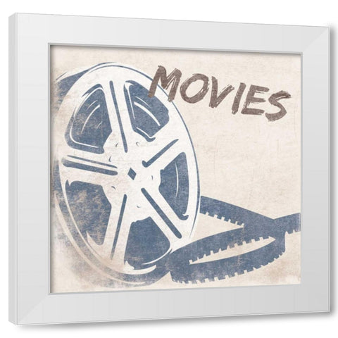 Movies White Modern Wood Framed Art Print by Grey, Jace