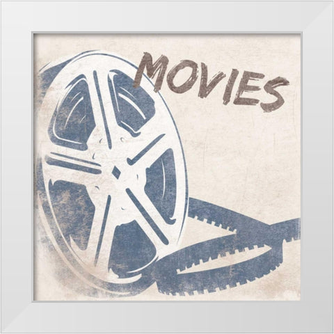 Movies White Modern Wood Framed Art Print by Grey, Jace