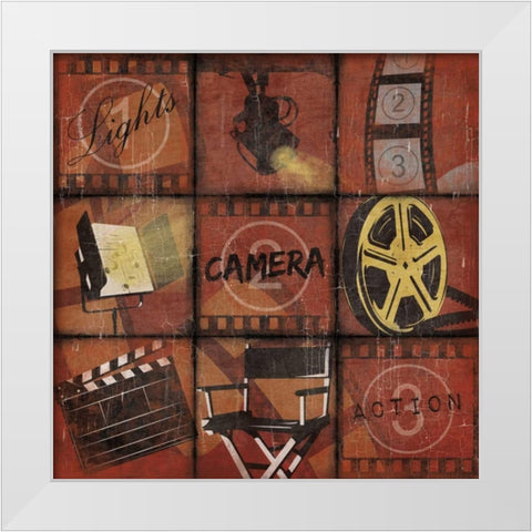 Cinema 9patch red White Modern Wood Framed Art Print by Grey, Jace