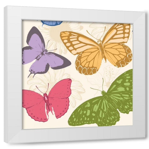Colorful Butterflies 2 White Modern Wood Framed Art Print by Grey, Jace