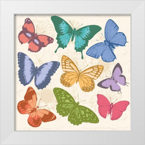 Colorful Butterflies Full White Modern Wood Framed Art Print by Grey, Jace