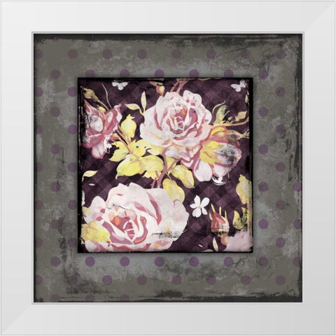 Flower Patch Bordered Mate White Modern Wood Framed Art Print by Grey, Jace