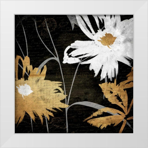 Gold Florals Reversed White Modern Wood Framed Art Print by Grey, Jace