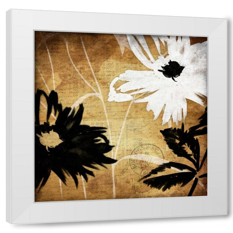Gold Florals White Modern Wood Framed Art Print by Grey, Jace