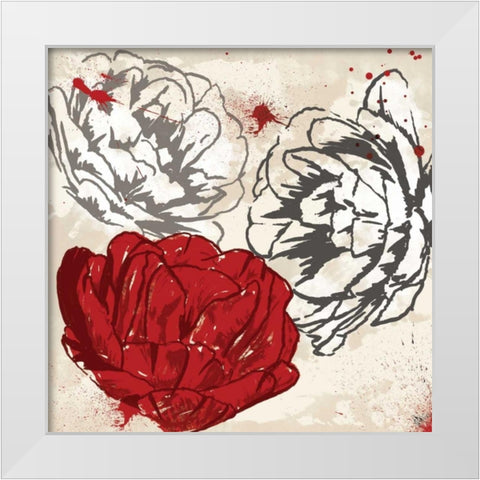 Red Florals 2 White Modern Wood Framed Art Print by Grey, Jace