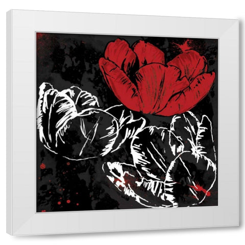 Red Florals Mate White Modern Wood Framed Art Print by Grey, Jace