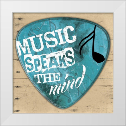 Music Ppeaks The Mind White Modern Wood Framed Art Print by Grey, Jace