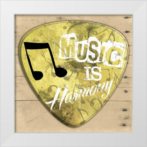 Music Is Harmony White Modern Wood Framed Art Print by Grey, Jace