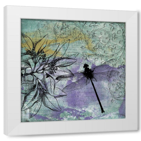 Dragonfly Florals 2 White Modern Wood Framed Art Print by Grey, Jace