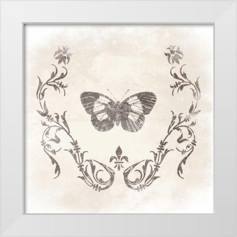 Stencil Butterfly 1 White Modern Wood Framed Art Print by Grey, Jace