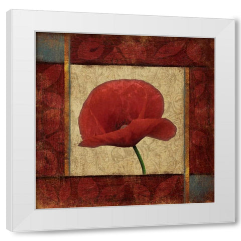 Red Poppie 1 White Modern Wood Framed Art Print by Grey, Jace