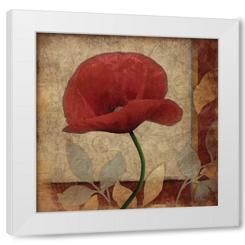 Poppies Patch White Modern Wood Framed Art Print by Grey, Jace